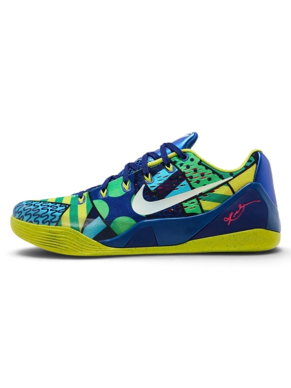 Nike Men’s Low-Top Multicolor Basketball Sneakers - Blue/Green/Yellow